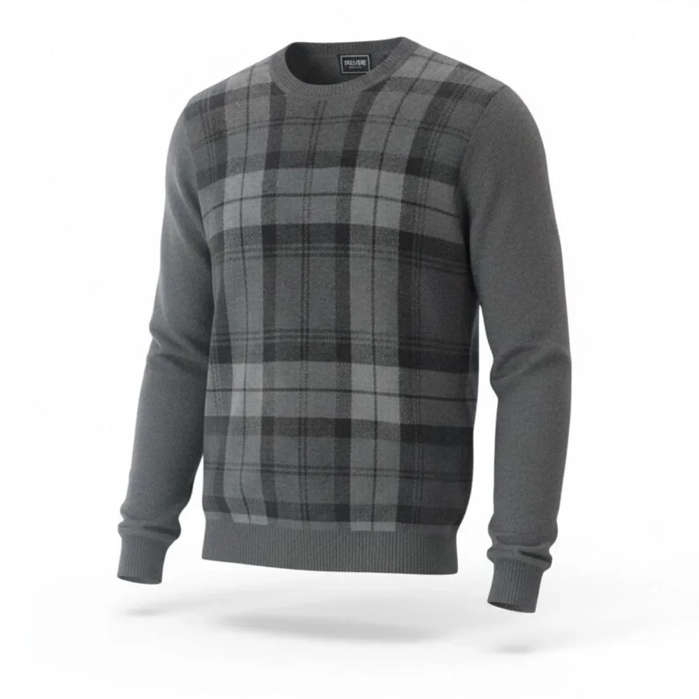 River Brand Plaid Crewneck Sweater‎